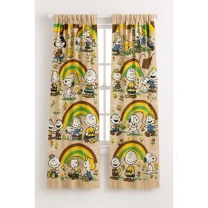 Vintage 70s Peanuts Charlie Brown Snoopy Pinch Pleat Drapes Set of 2 – 61” Long